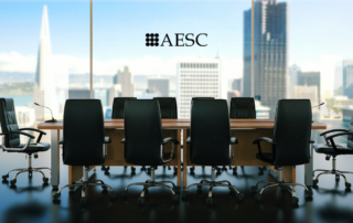 Empty Boardroom in a city skyscraper surrounded by glass windows